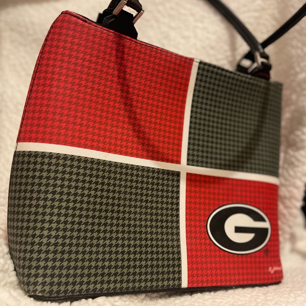 Georgia Bulldogs Purse Hand Game Bag Womens Houndstooth Design